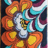 1970s German Wool Rug with Pop-Art Floral Pattern