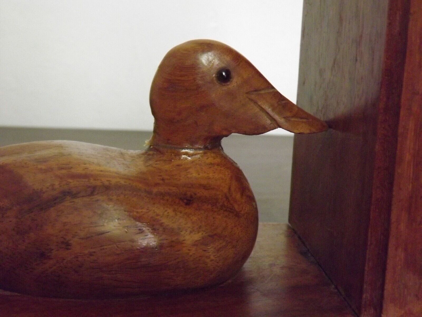 Hand carved wooden duck bookends