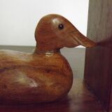Hand carved wooden duck bookends