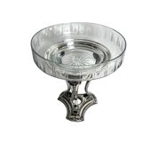 Art Deco, tripod fruit bowl in silver-plated metal by Gallia, crystal, circa 1930.