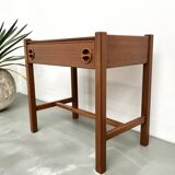 Carved teak bedside table, Arne Wahl Iversen