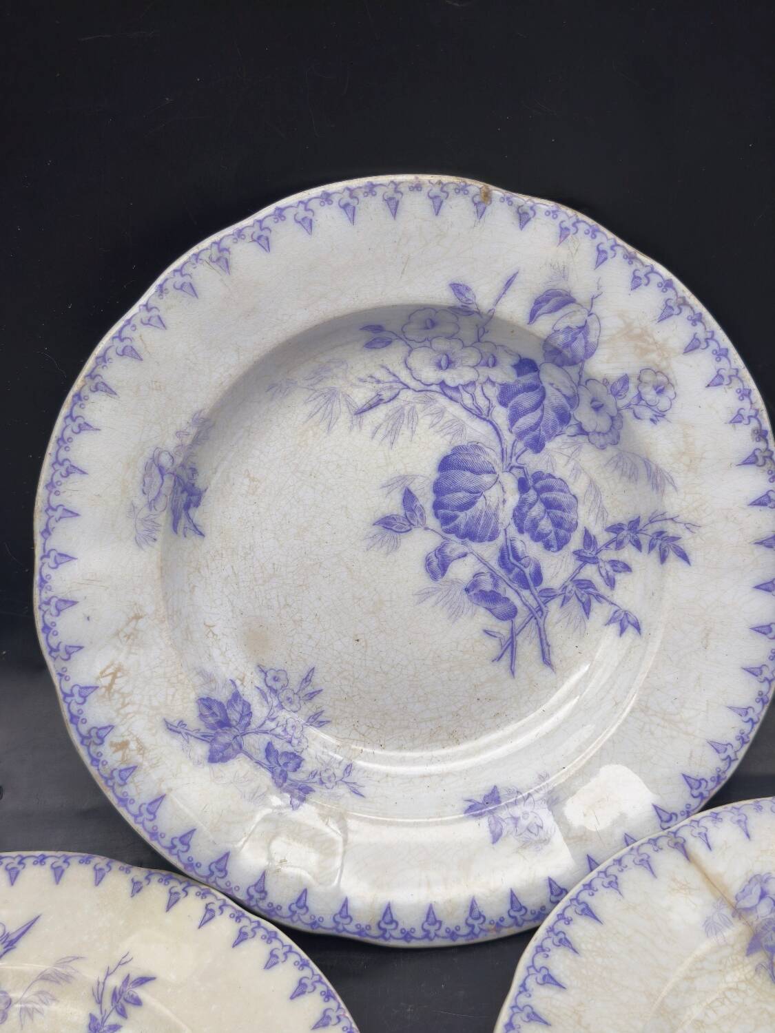 Antique lavender blue plates charm of yesteryear Flore Sarreguemines UC