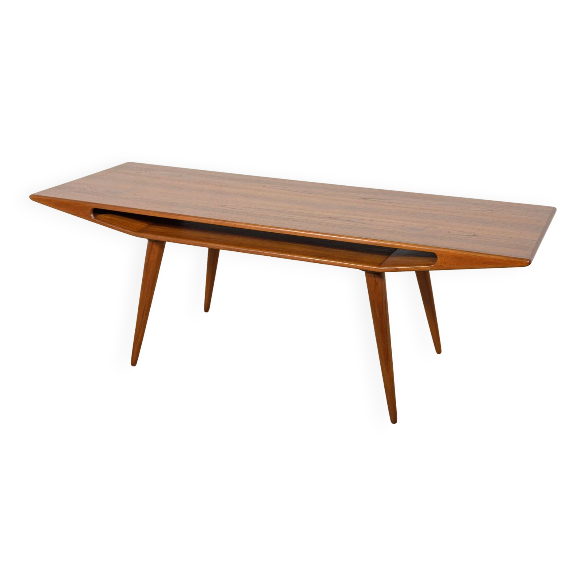 Danish Model 100 Teak Coffee Table from Omann Jun, Denmark, 1950s