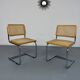 Set of 2 Italian cantilever chairs in cane Cesca 1970s,