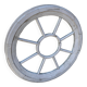 Large vintage gray cart wheel wooden wall mirror