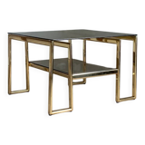 Vintage gold metal and smoked glass coffee table