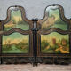 Pair of cast iron beds with hand-painted decorations period