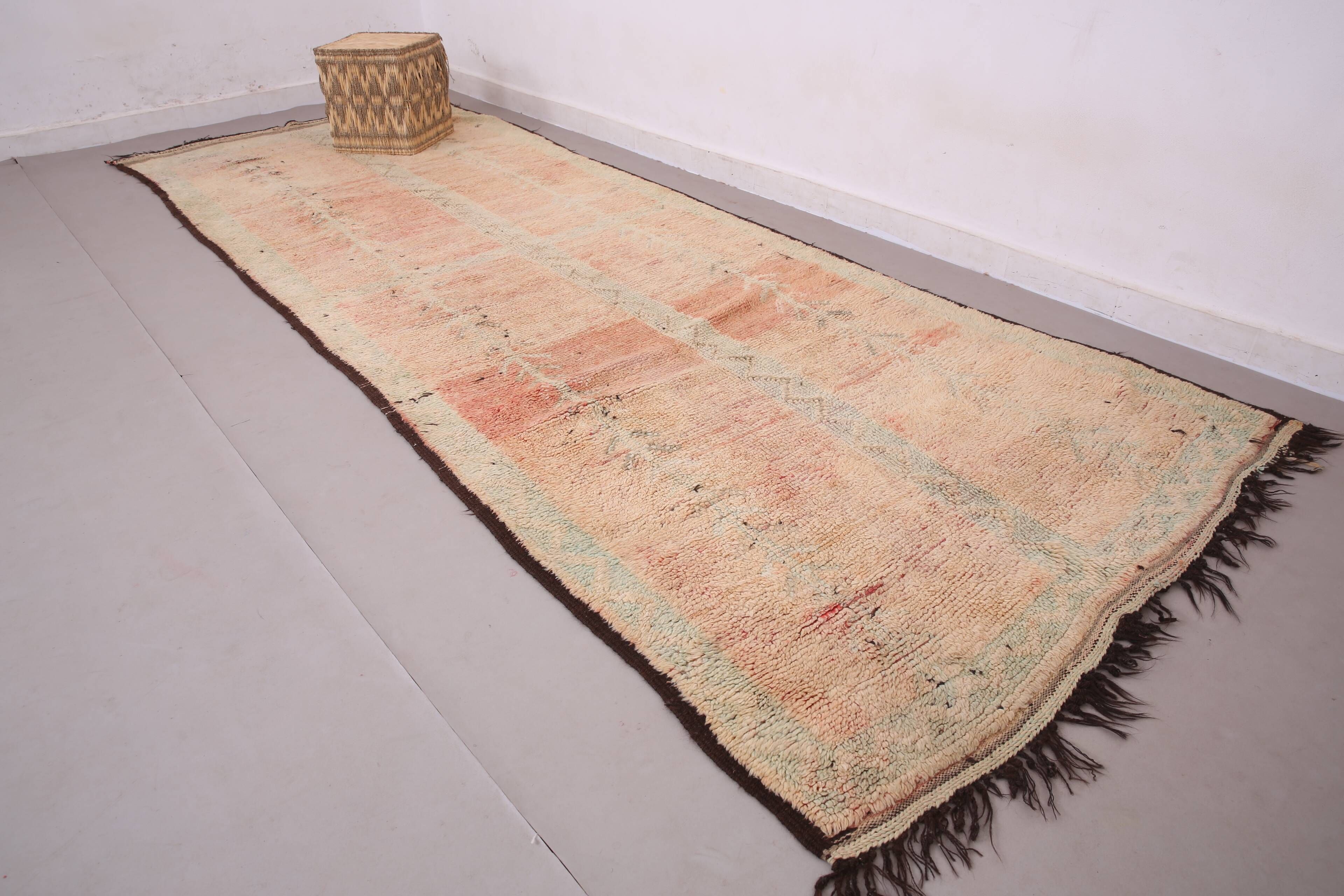 Peach Vintage Moroccan Rug 172 x 400 - Berber Wool Rug - Handmade Boho Rug