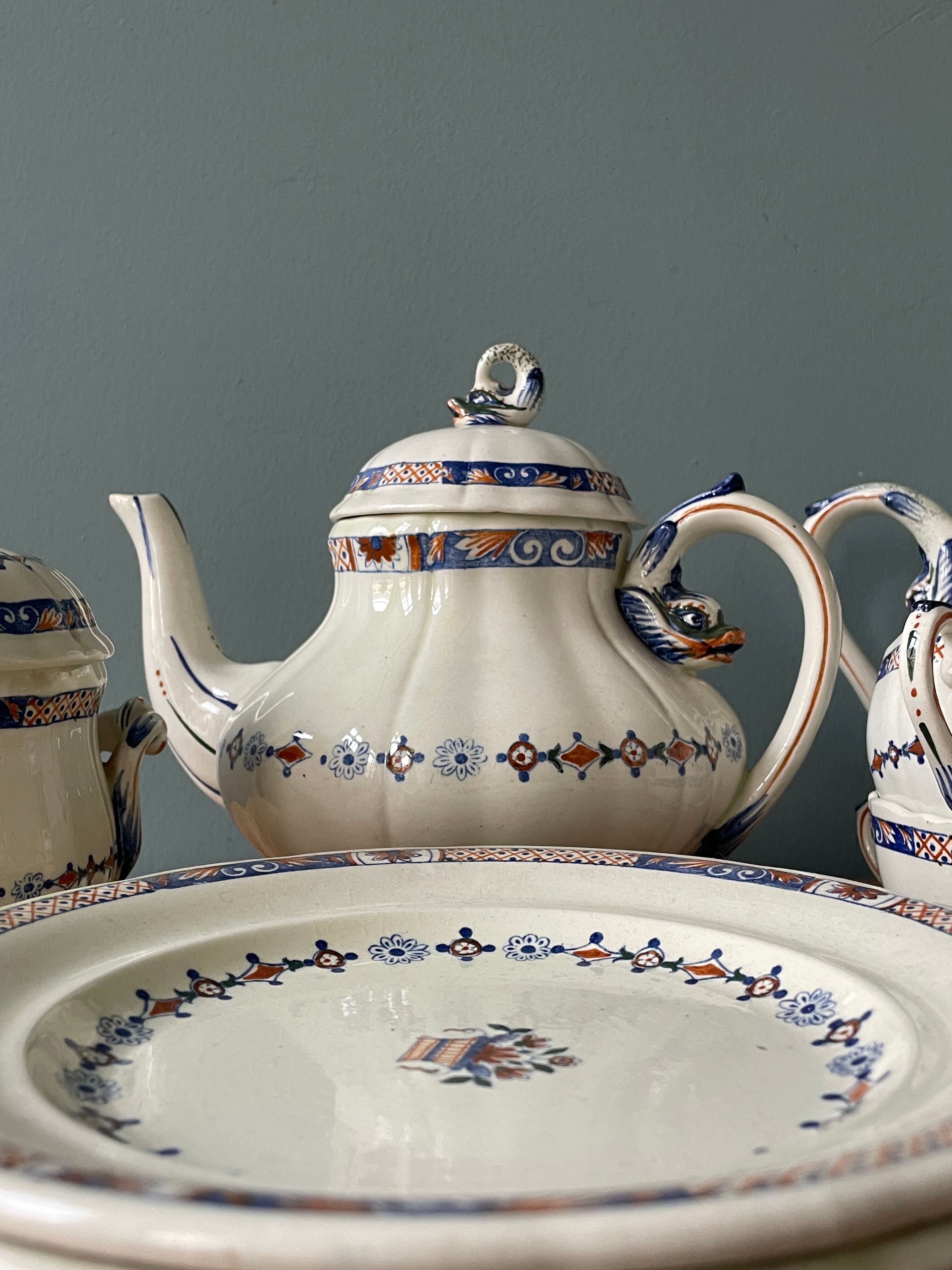 Coffee service Émile Bourgeois Grand Dépôt, décor Rouen XIXth