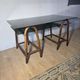 Bureau en rotin double plateau en verre fumé, années 70.