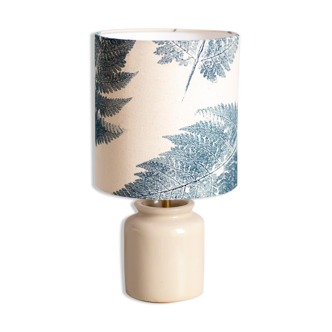 White enamelled mustard pot lamp, fern pattern