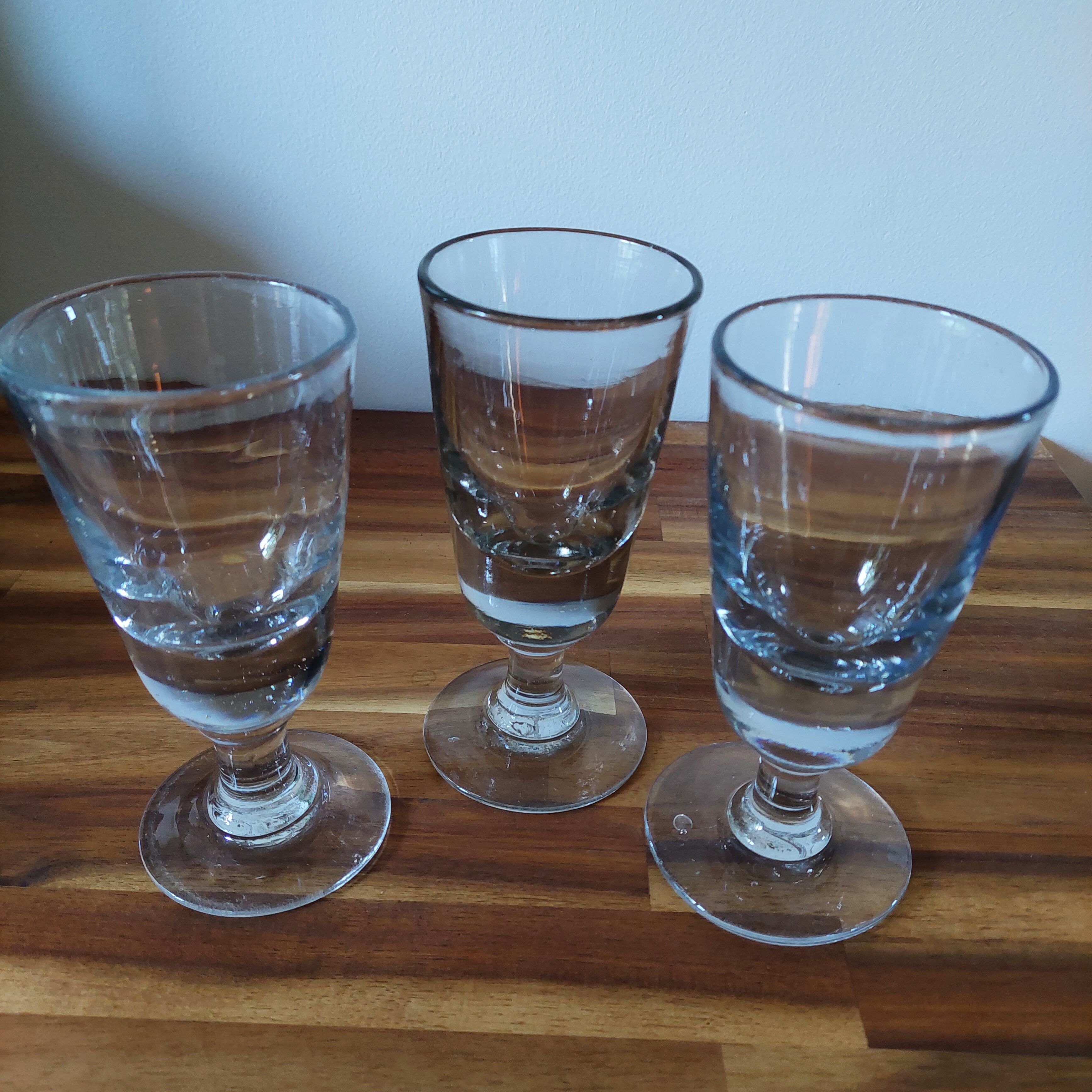 Lot of 3 old absinthe glasses