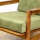 Wooden armchair designed by Z. Baczyk, vintage, olive green velvet