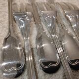 6 fourchettes à gateaux métal argenté orfèvre Christofle Chinon 16cm