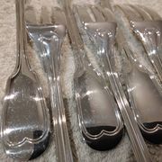6 silver-plated metal cake forks by Christofle Chinon, 16cm