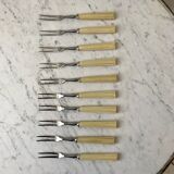 Set of 10 dessert forks in Bakelite 60s-70s
