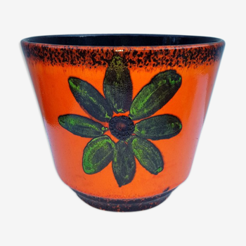 Vintage ceramic Flower Pot orange