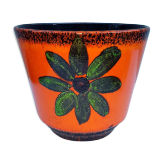 Vintage ceramic Flower Pot orange