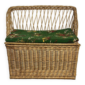 Banquette coffre en rotin