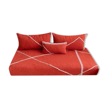 Canapé de sol marocain fait main en coton orange