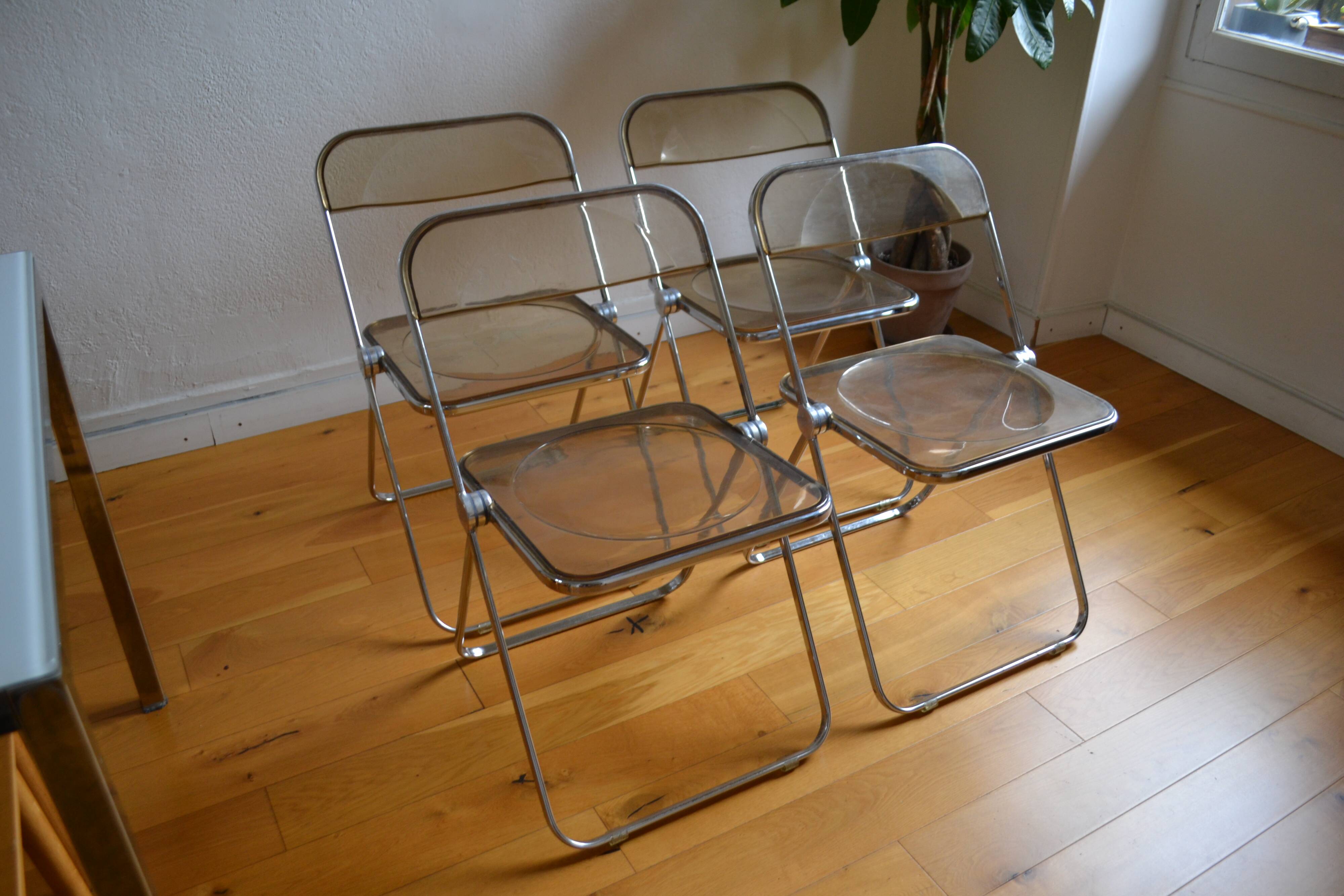 4 chaises Plia by Giancarlo Piretti @ castelli circa 1970