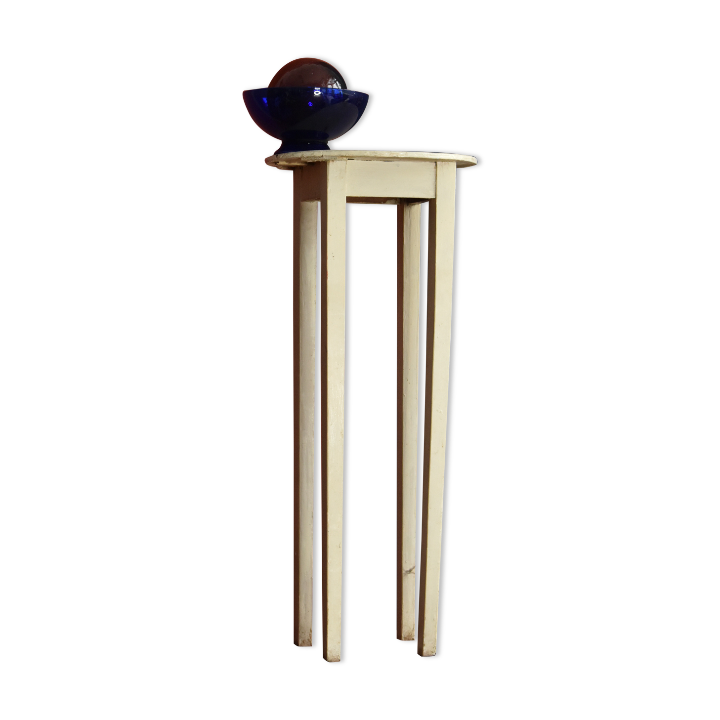 Old off-white wooden side table