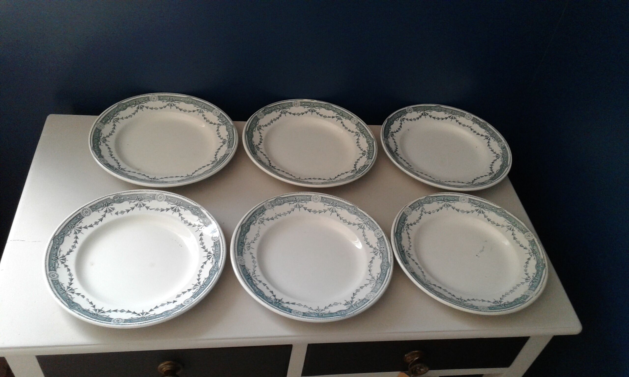 6 semi-hollow plates. Wolf mill . Model provence