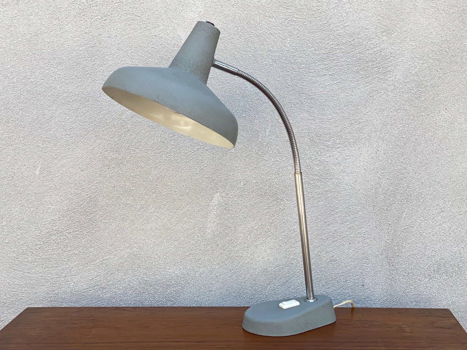 XL Mid Century Aluminor France gray desk lamp / table lamp