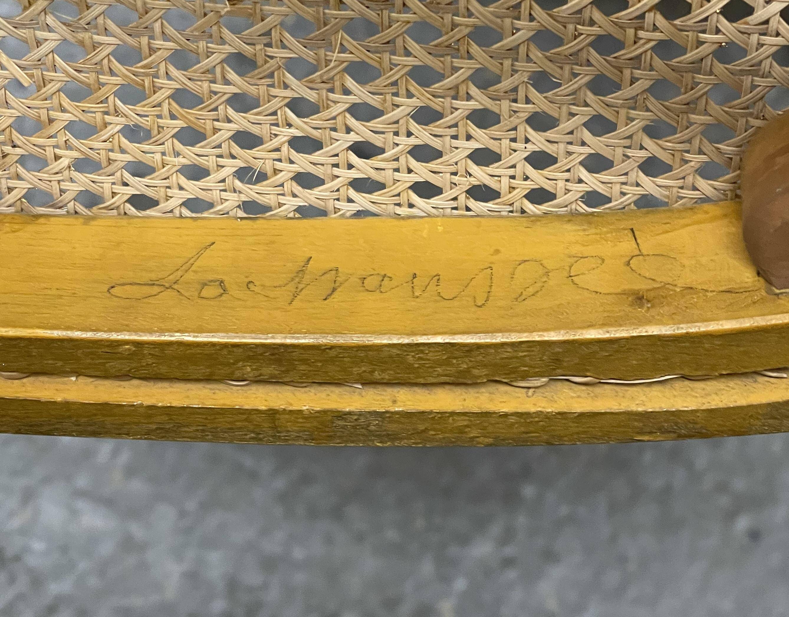 Spencer family gilded wooden bergère bench chair