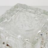 Large frosted glass floor vase in Op Art style by Peill & Putzler, Germany, mid-20th century, 1970s.