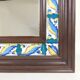 Mirror with wooden frame and painted ceramic tiles