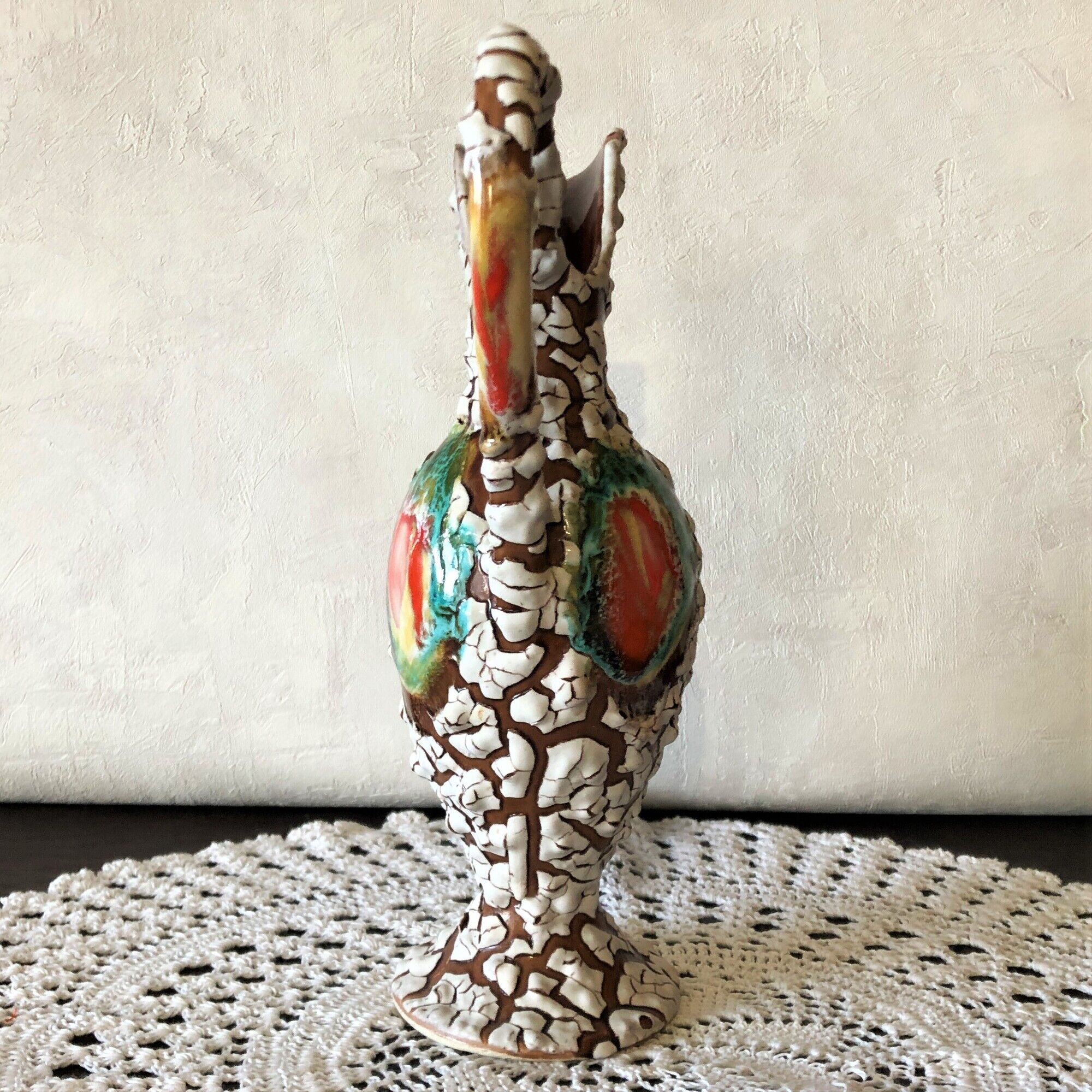 Carafe pitcher with handle, Vallauris style, sea foam, HYERES, vintage 60s