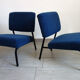 Pair of minimalist reupholstered seats from the 60s/70s