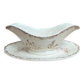 Ironstone sauce boat Creil and Montereau Silva bird decoration