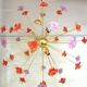 Suspension fleurs rouges et violettes verre de murano spoutnik