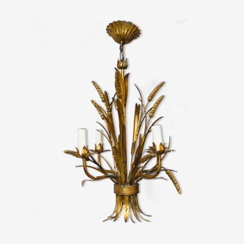 Chandelier ears of wheat in gilded metal, circa 1960