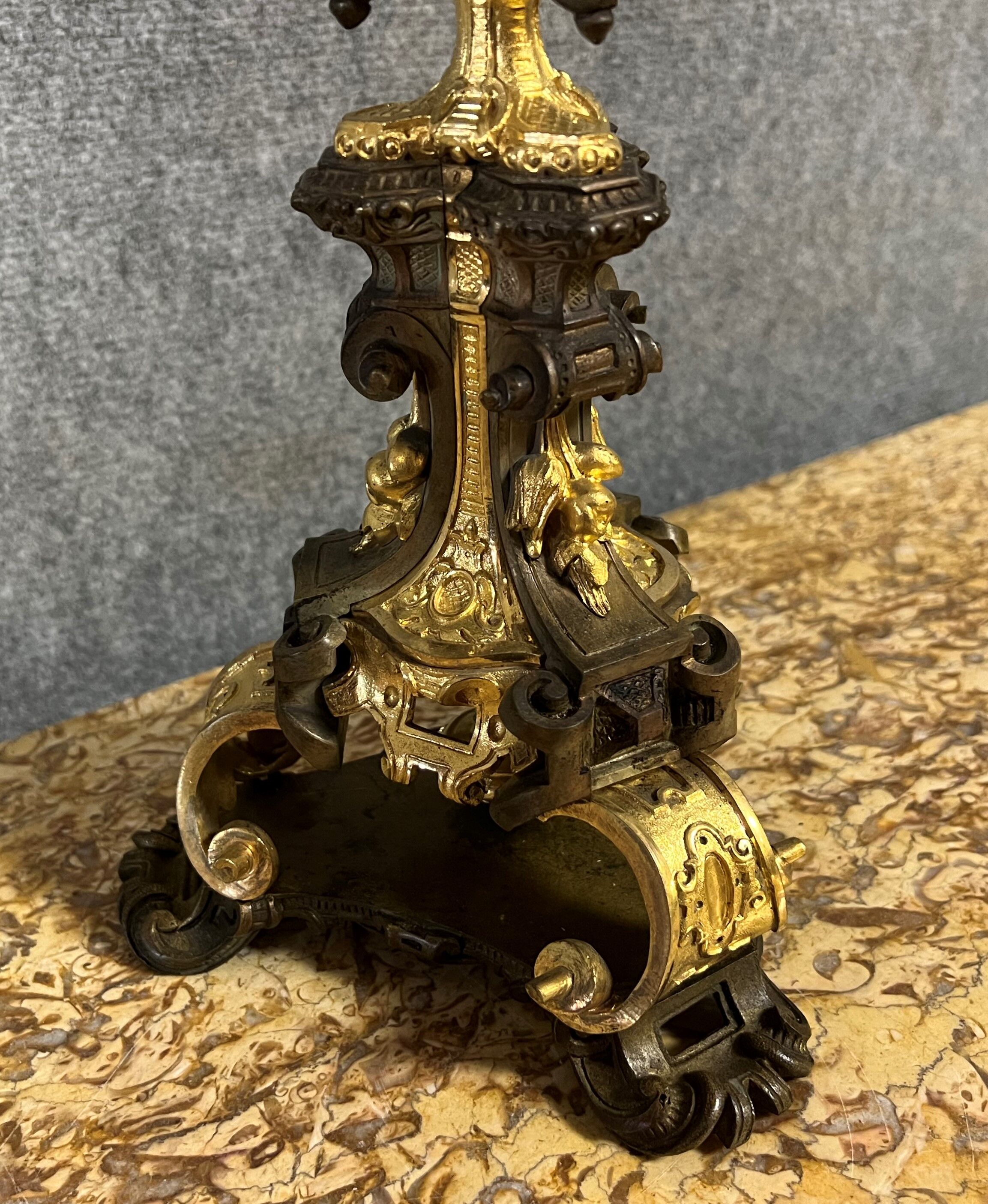 Magnificent bronze candelabra double patina Empire era circa 1810-1820