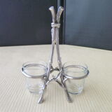 Double saleron in silver metal Christofle Art Nouveau
