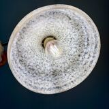 Angled wall lamp with vintage shade in yellow Clichy glass and silver edging