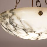 Art Deco White Albaster Chandelier, 1950s