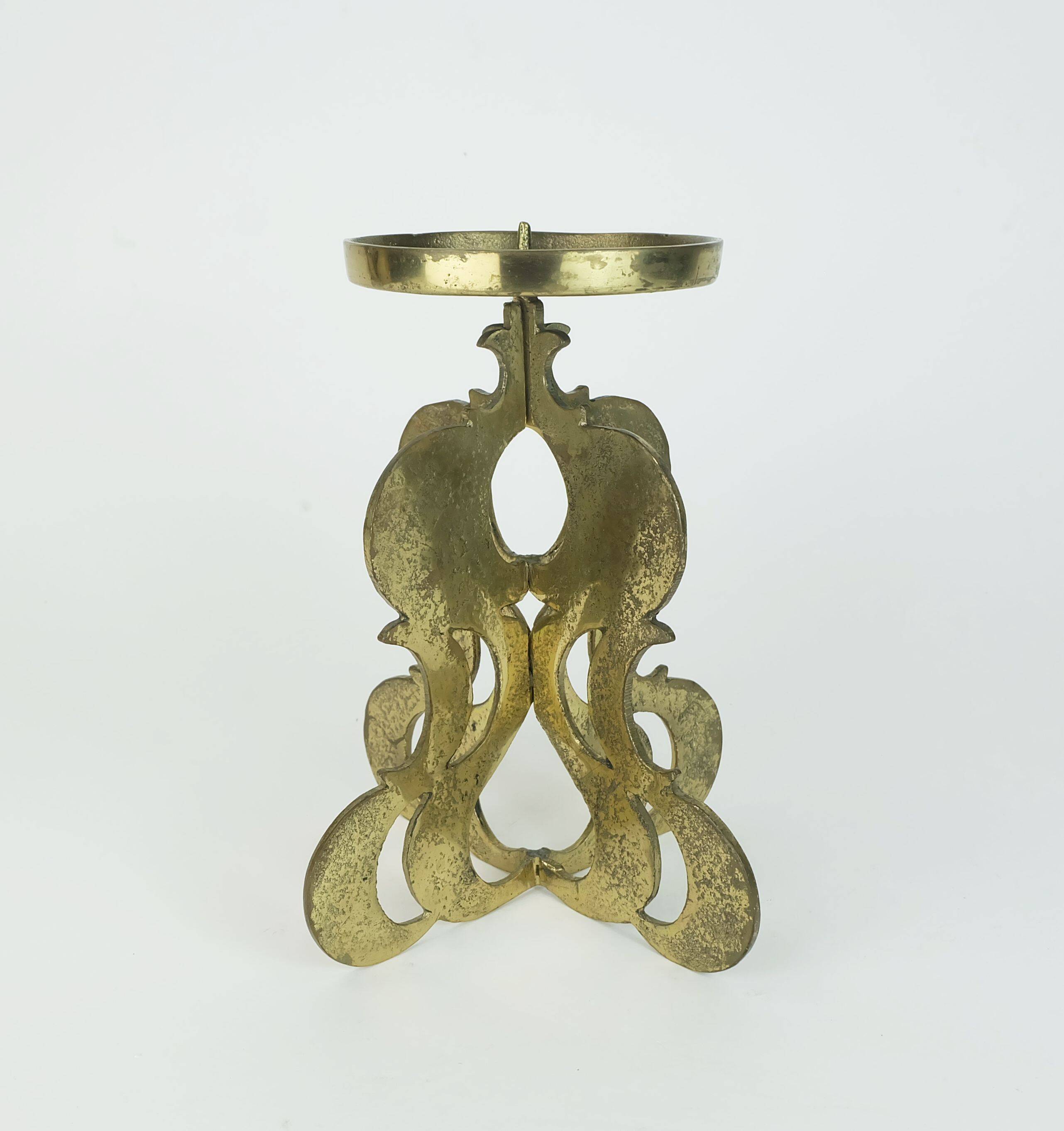 1960s mid century brutalist brass CANDLEHOLDER for one big candle