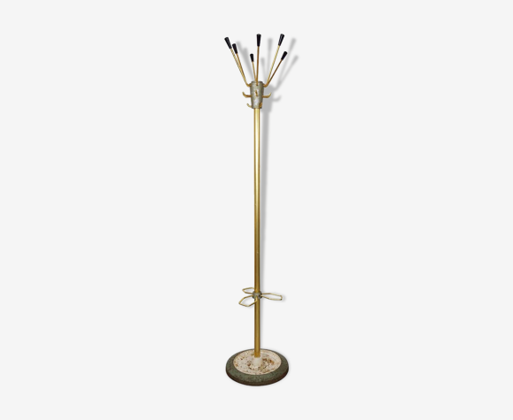 Portemanteau années 50 en laiton, métal et fonte