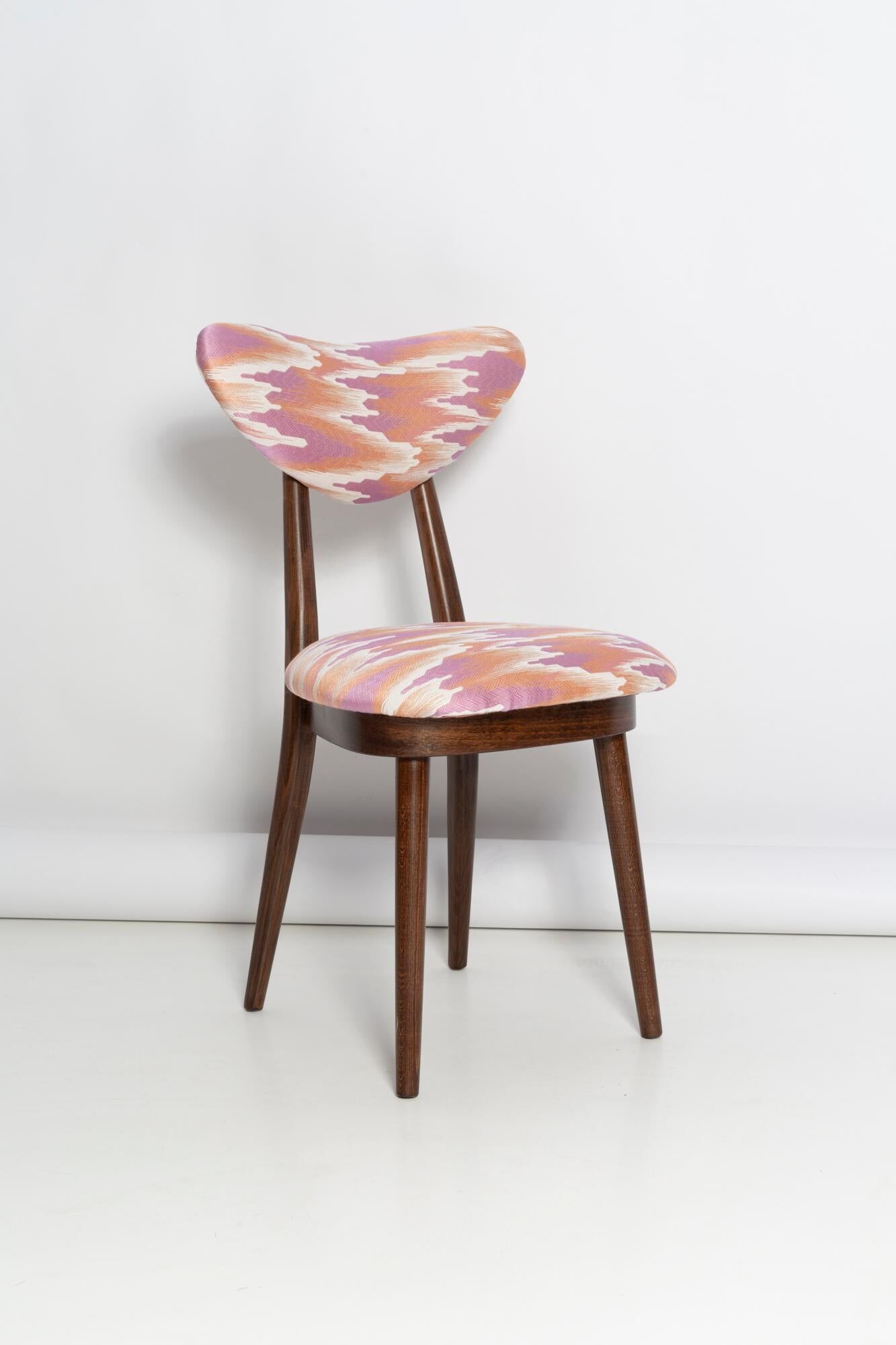 Heart-shaped chair mid-century in Fandango pink jacquard, Dedar, Europe, 1960s