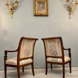 Pair of Mahogany Armchairs Return from Egypt Jacob Period Consulate Late Eighteenth