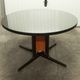 Table and 6 armchairs Baumann Diese, design Pagnon Pelhaître, Wenge color and red,