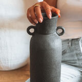 Black ceramic vase