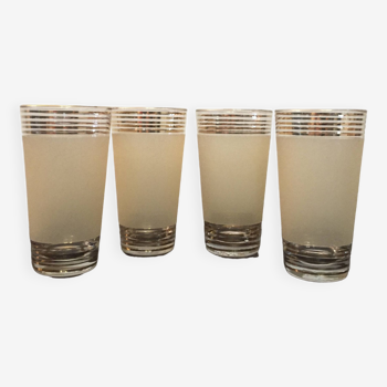 4 verres granités jaune et or - orangeade eau apéritif - vintage