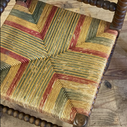 Pair of corner armchairs paillés in turned wood antique multicolored seat