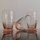 Set of 3 pink smoked glasses in chiseled glass from the 1950s