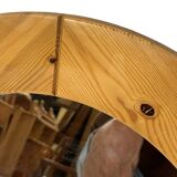 Vintage 70s round pine mirror Swedish design
